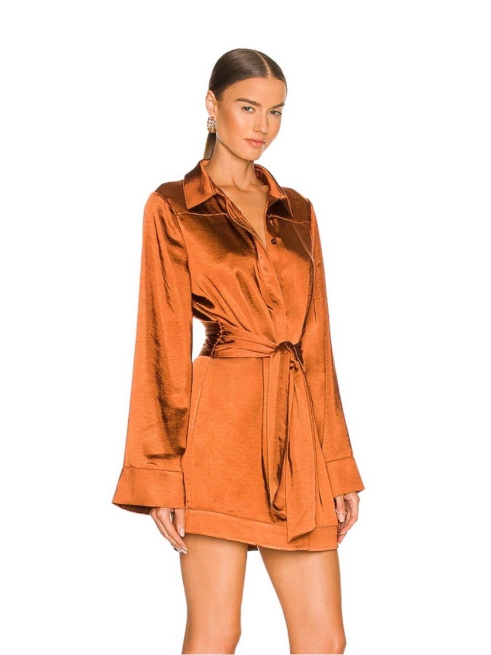 Camila Coelho Priscilla Mini Dress in Copper Brown Small